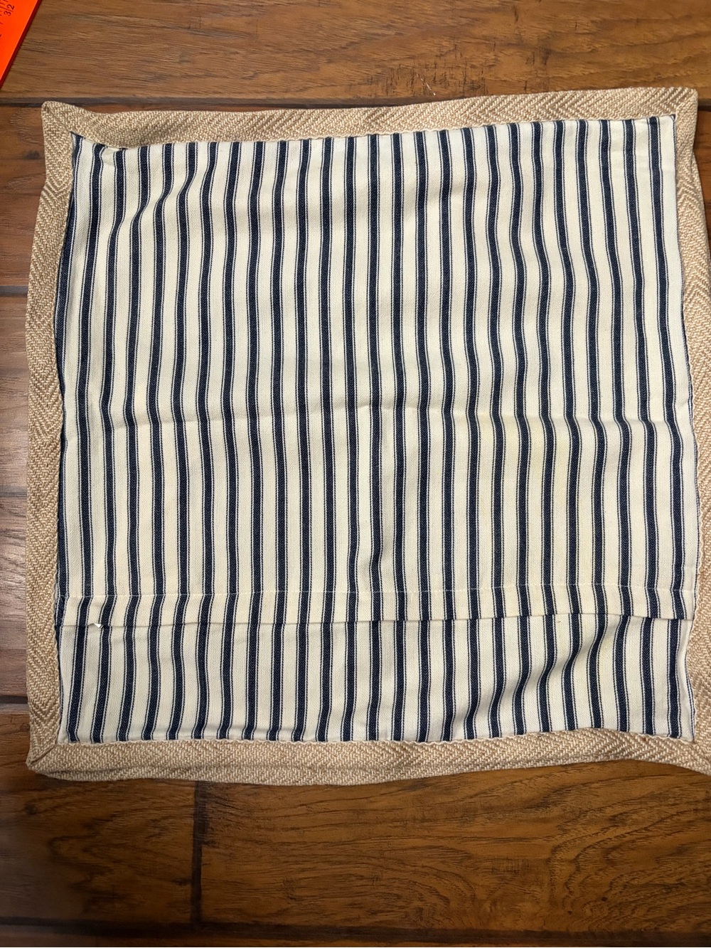 Striped Navy and Cream Decorative Throw Pillow Cover